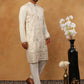Men Silk Blend Embroidered Kurta Pyjama (65KP 5415 White ) [FF] [B-1-2]