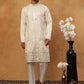 Men Silk Blend Embroidered Kurta Pyjama (65KP 5415 White ) [FF] [B-1-2]