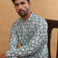 Printed Cotton Blend Kurta Pyjama with Thread Work (65KP 5416 Blue ) [FF] [J-1]