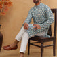 Printed Cotton Blend Kurta Pyjama with Thread Work (65KP 5416 Blue ) [FF] [J-1]