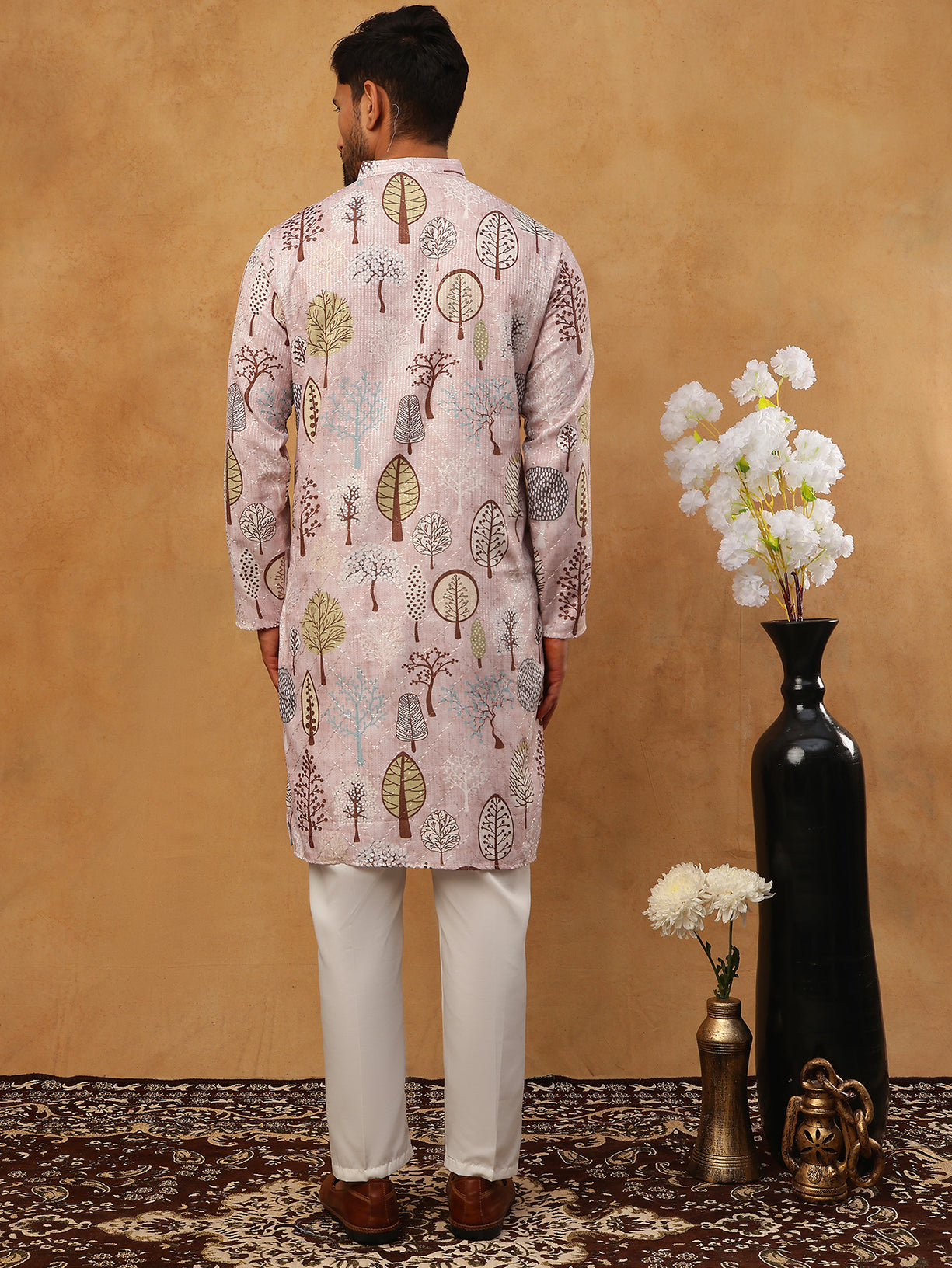 Printed Cotton Blend Kurta Pyjama with Thread Work (65KP 5416 Peach ) [FF] [J-1]
