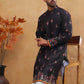 Cotton Blend Printed Straight Kurta Pyjama (65KP 5419 Black ) [FF] [O-14]
