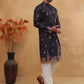 Cotton Blend Printed Straight Kurta Pyjama (65KP 5419 Black ) [FF] [O-14]