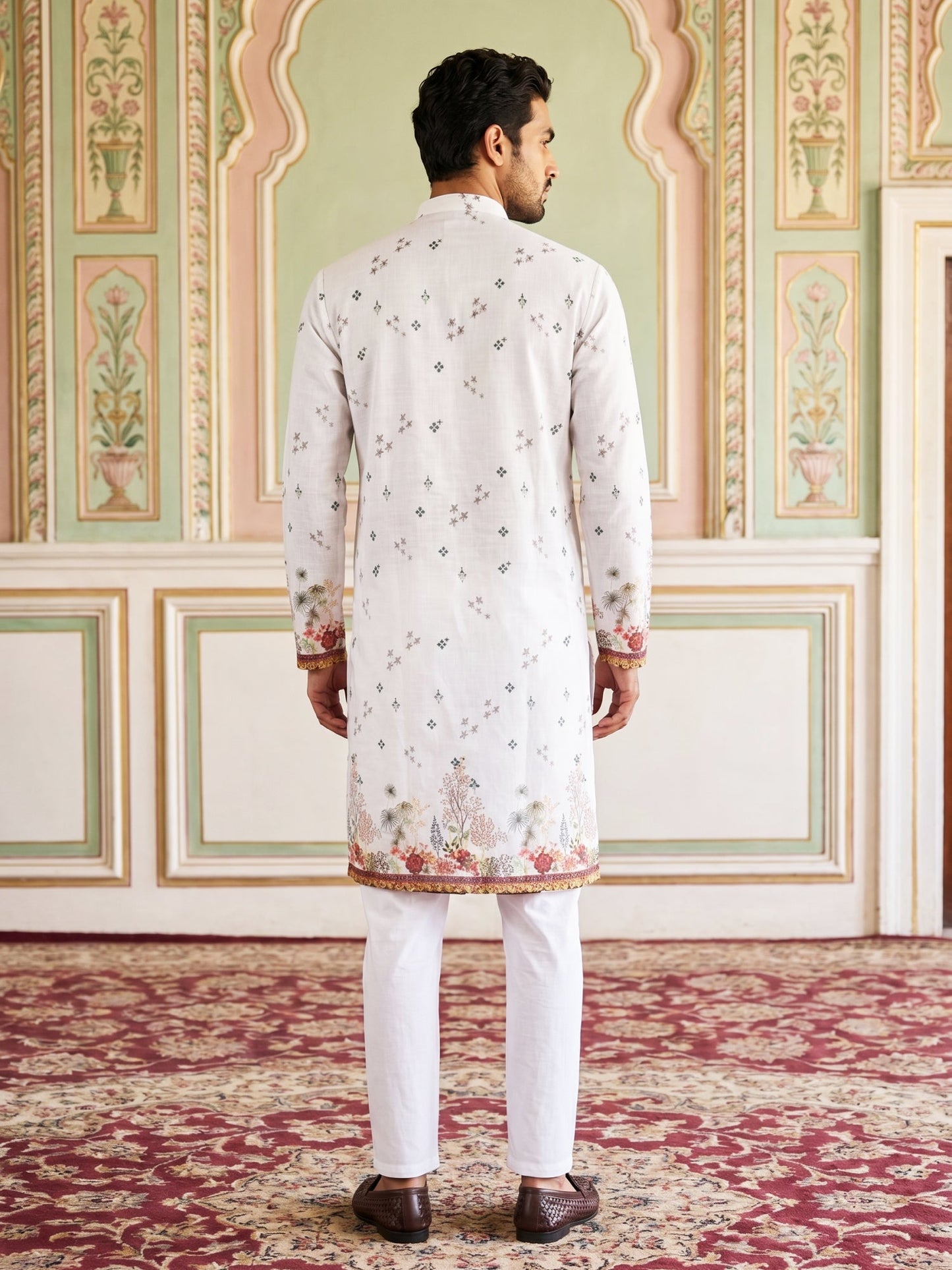 Cotton Blend Printed Straight Kurta Pyjama