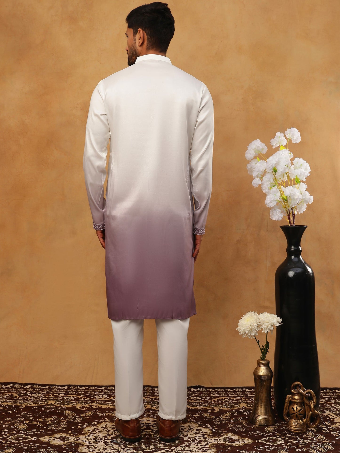 Festive Wear Silk Blend Embroidered Kurta Pyjama (65KP 5420 White ) [FF] [B-1]