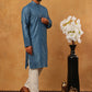 Festive Cotton Blend Printed Kurta Pyjama Set (65KP 5421 Blue ) [FF] [P-11-10]