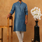 Festive Cotton Blend Printed Kurta Pyjama Set (65KP 5421 Blue ) [FF] [P-11-10]