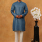 Festive Cotton Blend Printed Kurta Pyjama Set (65KP 5421 Blue ) [FF] [P-11-10]