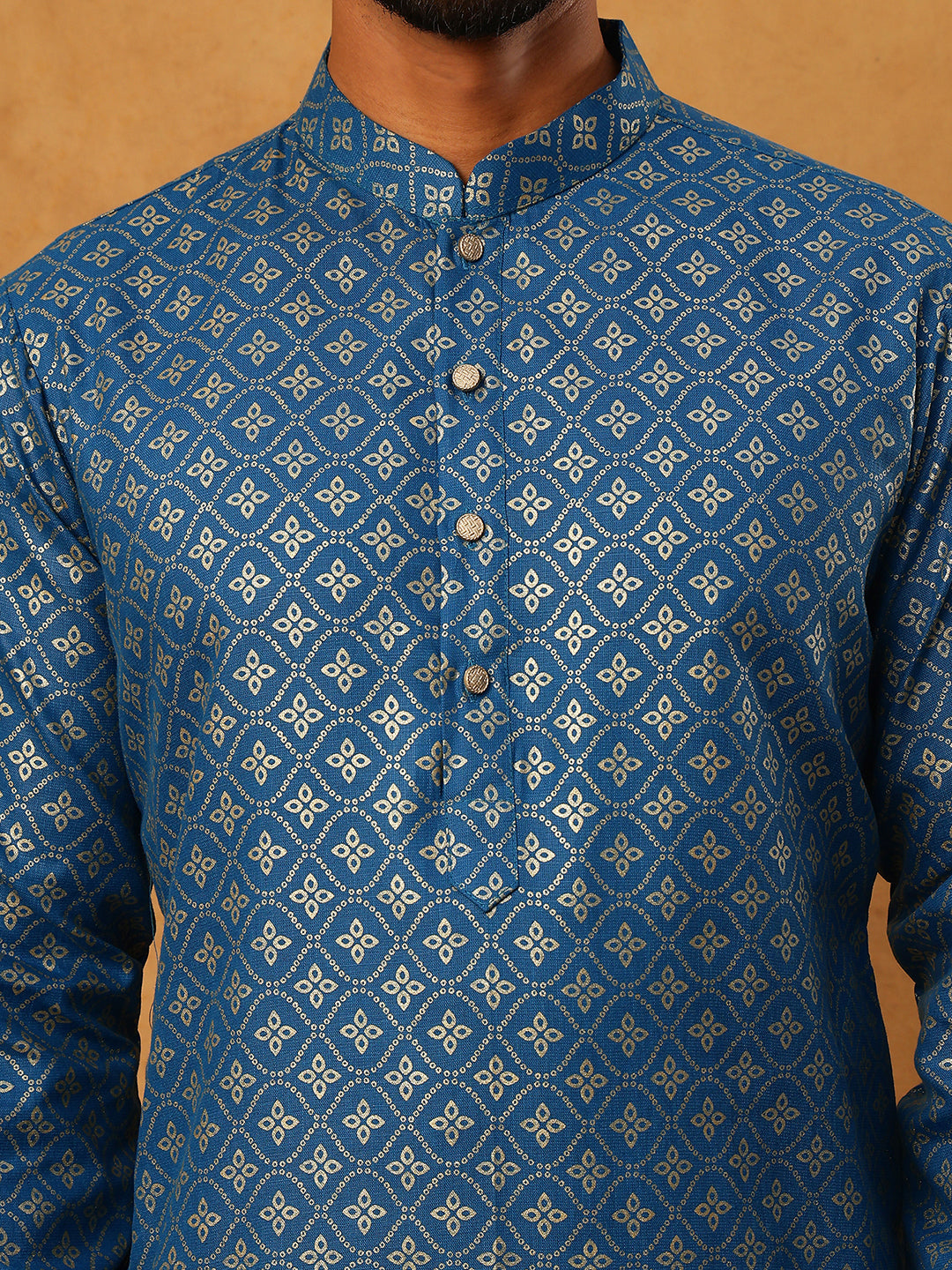 Festive Cotton Blend Printed Kurta Pyjama Set (65KP 5421 Blue ) [FF] [P-11-10]