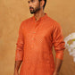 Festive Cotton Blend Printed Kurta Pyjama Set (65KP 5421 Orange ) [FF] [P-11-10]