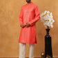 Festive Cotton Blend Printed Kurta Pyjama Set (65KP 5421 Peach ) [FF] [P-11-10]