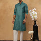 Festive Cotton Blend Printed Kurta Pyjama Set ( 65KP 5421Sea-Green S ) [FF] [P-11-10]