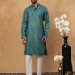 Festive Cotton Blend Printed Kurta Pyjama Set ( 65KP 5421Sea-Green S ) [FF] [P-11-10]