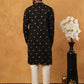 Ethnic Silk Blend Foil Print Kurta Pyjama Set (65KP 5422 Black ) [FF] [J-1]
