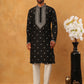Ethnic Silk Blend Foil Print Kurta Pyjama Set (65KP 5422 Black ) [FF] [J-1]