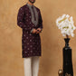 Ethnic Silk Blend Foil Print Kurta Pyjama Set (65KP 5422 Purple ) [FF] [J-1]