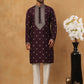 Ethnic Silk Blend Foil Print Kurta Pyjama Set (65KP 5422 Purple ) [FF] [J-1]