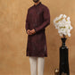 Silk Blend Embroidered Kurta with Pyjama (65KP 5423 Maroon ) [FF] [Q-11-14]