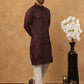 Silk Blend Embroidered Kurta with Pyjama (65KP 5423 Maroon ) [FF] [Q-11-14]
