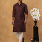 Silk Blend Embroidered Kurta with Pyjama (65KP 5423 Maroon ) [FF] [Q-11-14]