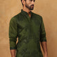 Silk Blend Embroidered Kurta with Pyjama (65KP 5423 Olive ) [FF] [Q-11-14]