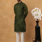 Silk Blend Embroidered Kurta with Pyjama (65KP 5423 Olive ) [FF] [Q-11-14]