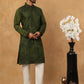 Silk Blend Embroidered Kurta with Pyjama (65KP 5423 Olive ) [FF] [Q-11-14]