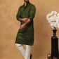 Silk Blend Embroidered Kurta with Pyjama (65KP 5423 Olive ) [FF] [Q-11-14]