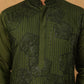Silk Blend Embroidered Kurta with Pyjama (65KP 5423 Olive ) [FF] [Q-11-14]