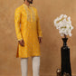 Men’s Festive Rubber Print Kurta Pyjama (65KP 5424 Mustard ) [FF] [J-1]