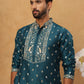 Men’s Festive Rubber Print Kurta Pyjama (65KP 5424 Peacock ) [FF] [J-1]
