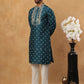 Men’s Festive Rubber Print Kurta Pyjama (65KP 5424 Peacock ) [FF] [J-1]