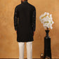 Silk Blend Embroidered Kurta with Pyjama (65KP 5426 Black ) [FF] [A-1-4]