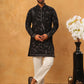 Silk Blend Embroidered Kurta with Pyjama (65KP 5426 Black ) [FF] [A-1-4]