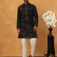 Silk Blend Embroidered Kurta with Pyjama (65KP 5426 Black ) [FF] [A-1-4]