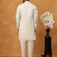 Silk Blend Embroidered Kurta with Pyjama (65KP 5426 White ) [FF] [A-1-4]