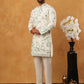 Silk Blend Embroidered Kurta with Pyjama (65KP 5426 White ) [FF] [A-1-4]