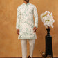 Silk Blend Embroidered Kurta with Pyjama (65KP 5426 White ) [FF] [A-1-4]