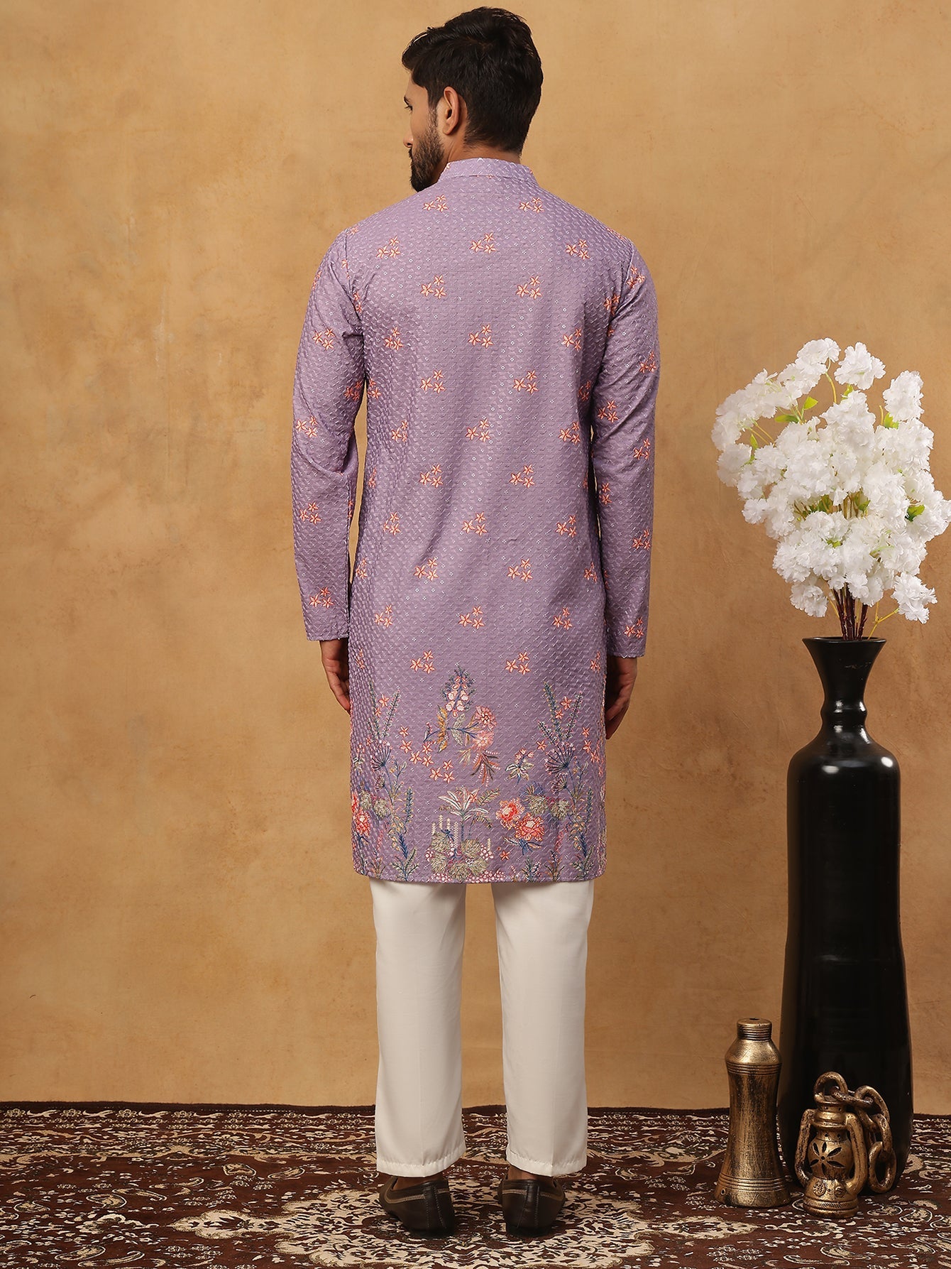 Festive Cotton Blend Printed Kurta Pyjama Set (65KP 5428 Purple ) [FF] [Q-11-14]