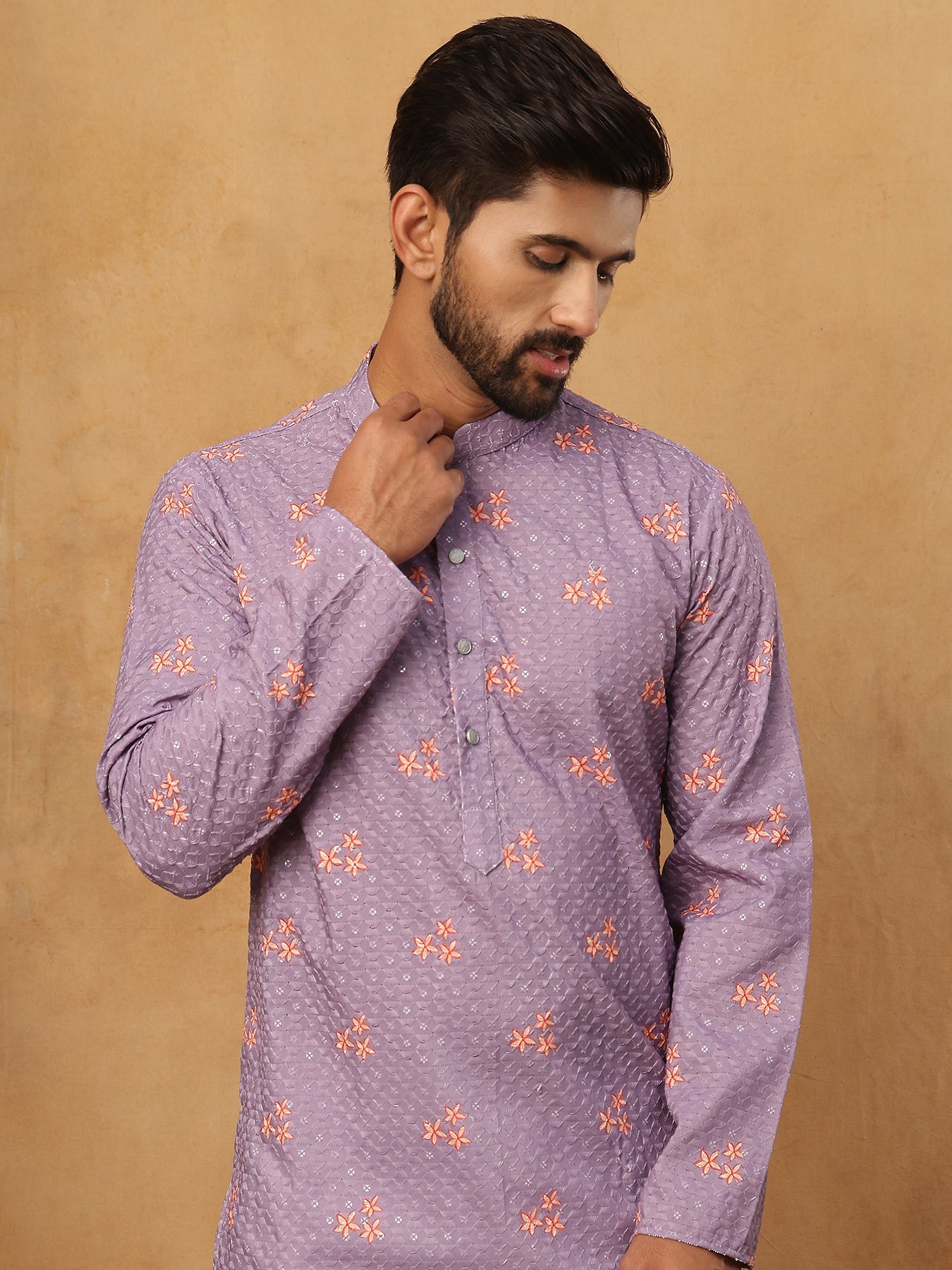 Festive Cotton Blend Printed Kurta Pyjama Set (65KP 5428 Purple ) [FF] [Q-11-14]
