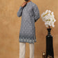 Festive Cotton Blend Printed Kurta Pyjama Set (65KP 5429 Grey ) [FF] [Q-11-14]