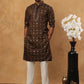 Festive Silk Blend Sequin Work Kurta Pyjama Set (65KP 5430 Brown ) [FF] [A-1-4]