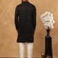 Silk Blend Embroidered Kurta with Pyjama (65KP 5431 Black ) [FF] [B-1-2]