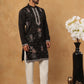 Silk Blend Embroidered Kurta with Pyjama (65KP 5431 Black ) [FF] [B-1-2]