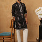 Silk Blend Embroidered Kurta with Pyjama (65KP 5431 Black ) [FF] [B-1-2]