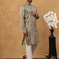 Luxury Silk Blend Thread Work Kurta Pyjama Set (65KP 5432 Beige ) [FF] [B-9]