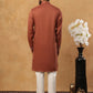 Luxury Silk Blend Thread Work Kurta Pyjama Set (65KP 5432 Brown ) [FF] [B-9]
