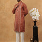 Luxury Silk Blend Thread Work Kurta Pyjama Set (65KP 5432 Brown ) [FF] [B-9]