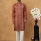 Luxury Silk Blend Thread Work Kurta Pyjama Set (65KP 5432 Brown ) [FF] [B-9]