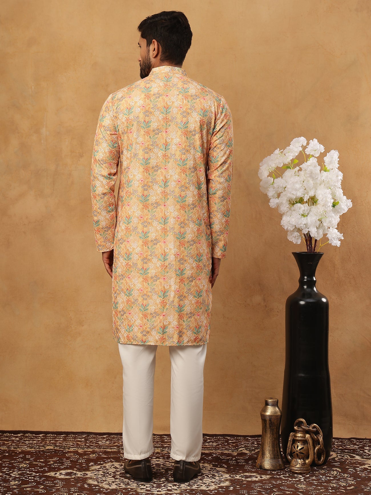 Festive Cotton Blend Printed Kurta Pyjama Set (65KP 5434 Yellow ) [FF] [Q-11-14]